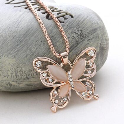 Pink Butterfly Necklace